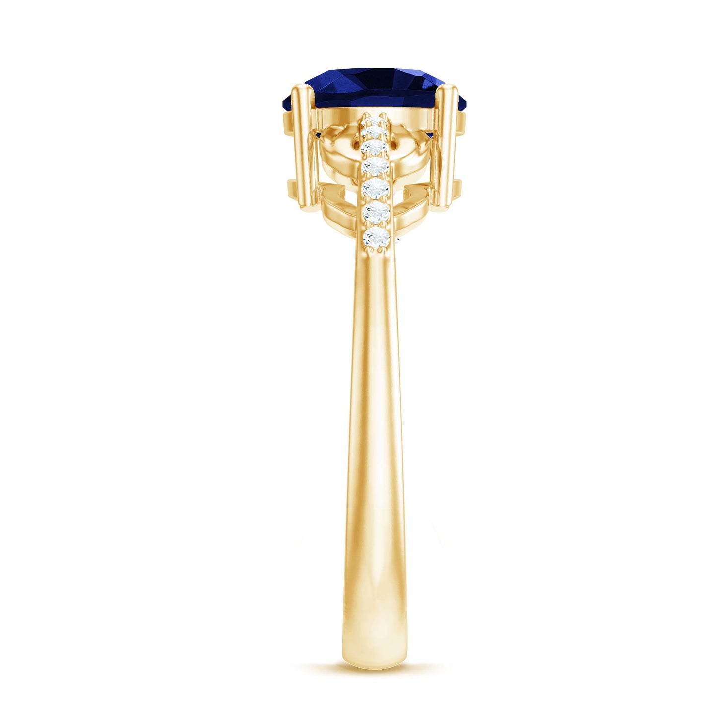 Certified 2.7 Carat Lab Grown Blue Sapphire Diamond Engagement Ring for Women
