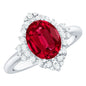 Vintage Inspired Lab Grown Ruby and Diamond Engagement Ring
