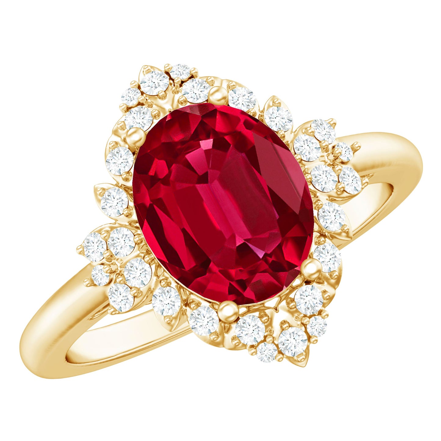 Vintage Inspired Lab Grown Ruby and Diamond Engagement Ring