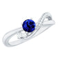 Certified 0.6 Carat Lab Grown Blue Sapphire Diamond Promise Ring for Women