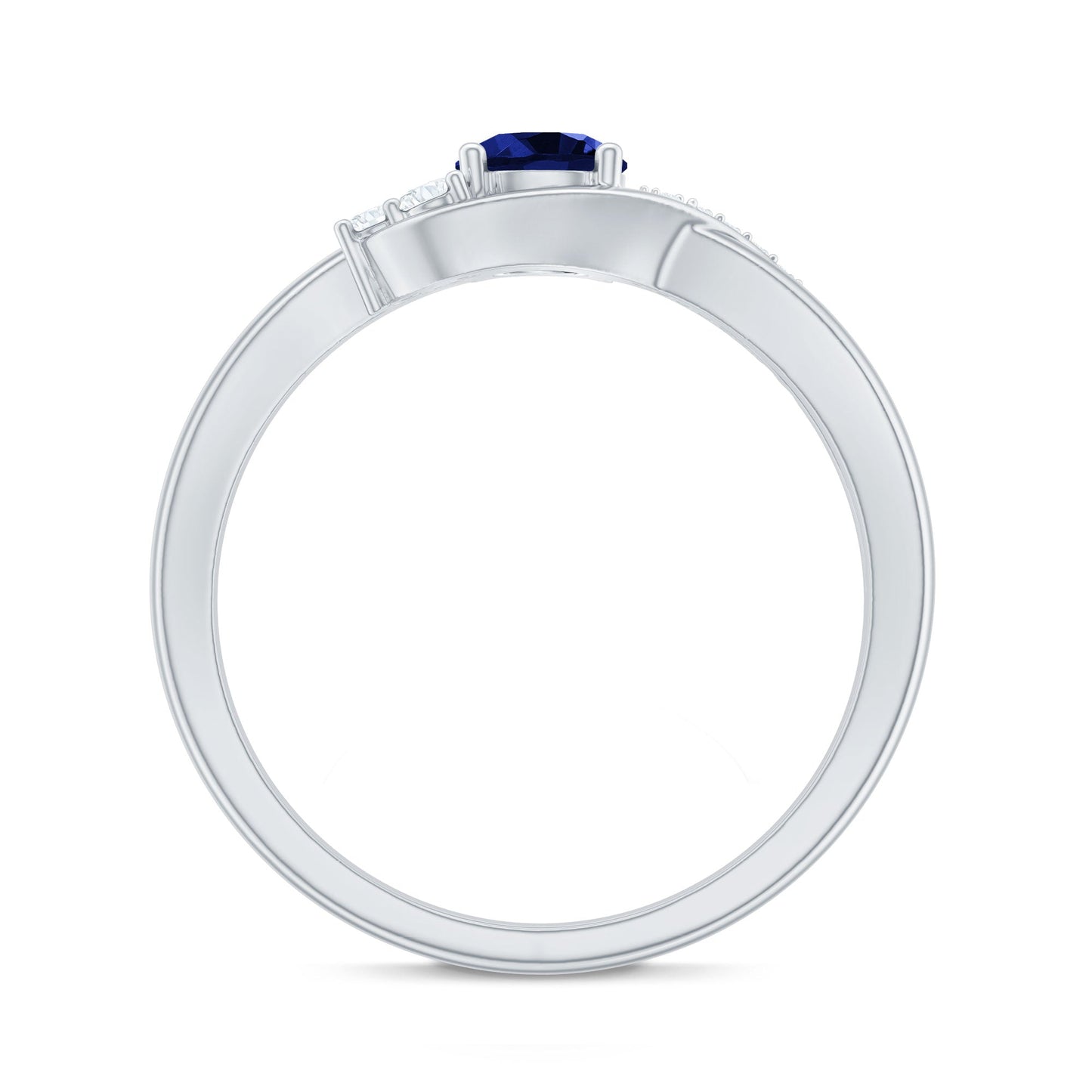 Certified 0.6 Carat Lab Grown Blue Sapphire Diamond Promise Ring for Women
