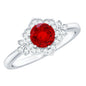 Lab Grown Ruby and Diamond Flower Engagement Ring