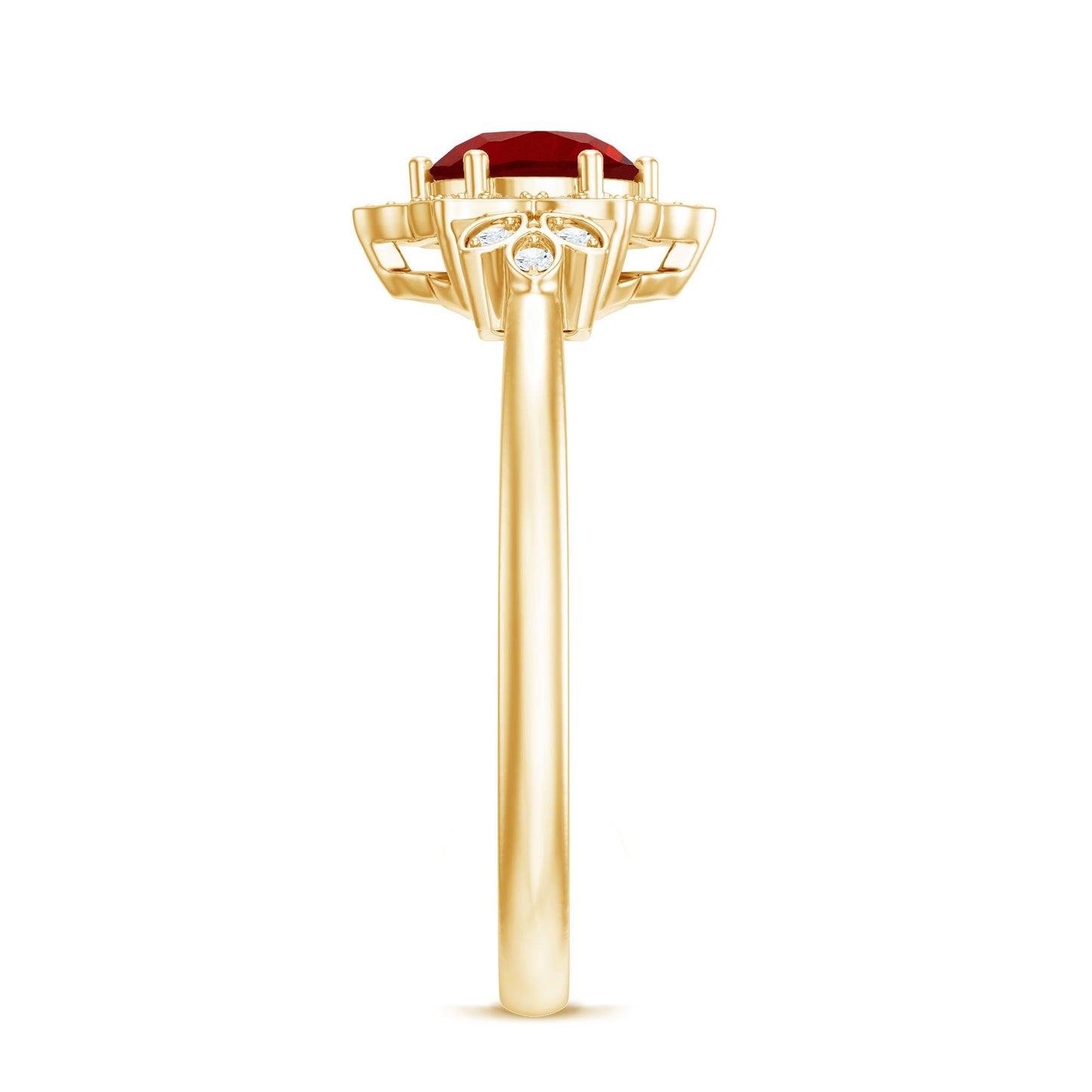 Lab Grown Ruby and Diamond Flower Engagement Ring