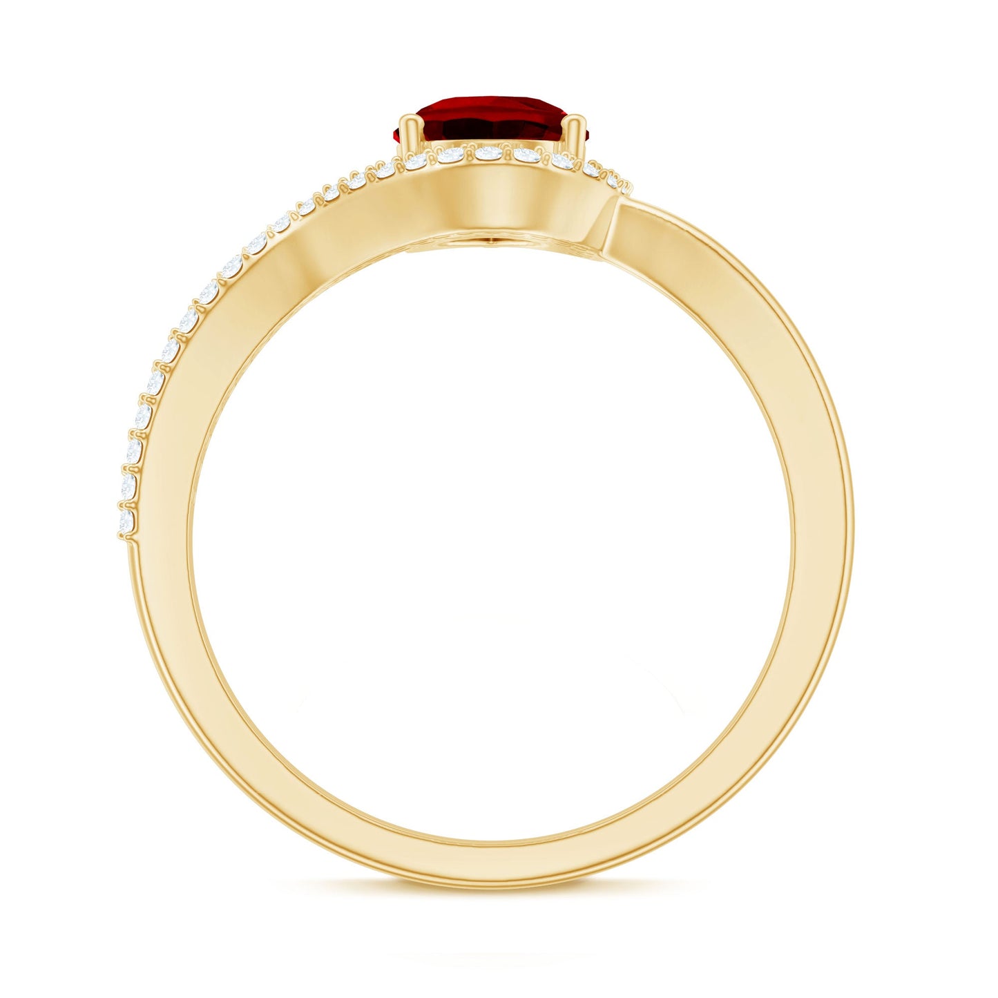 Pear Shaped Lab Created Ruby and Diamond Designer Engagement Ring