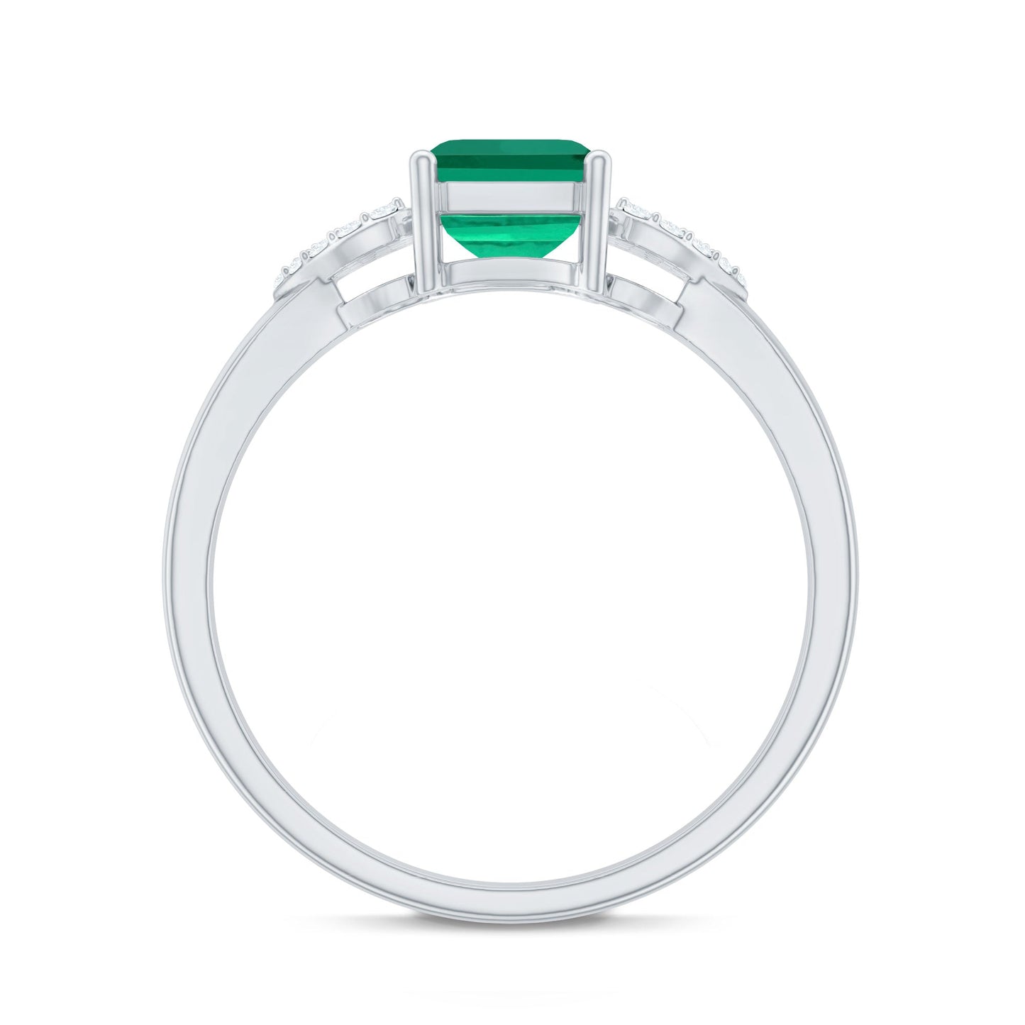 Lab Grown Emerald Designer Engagement Ring With Diamond