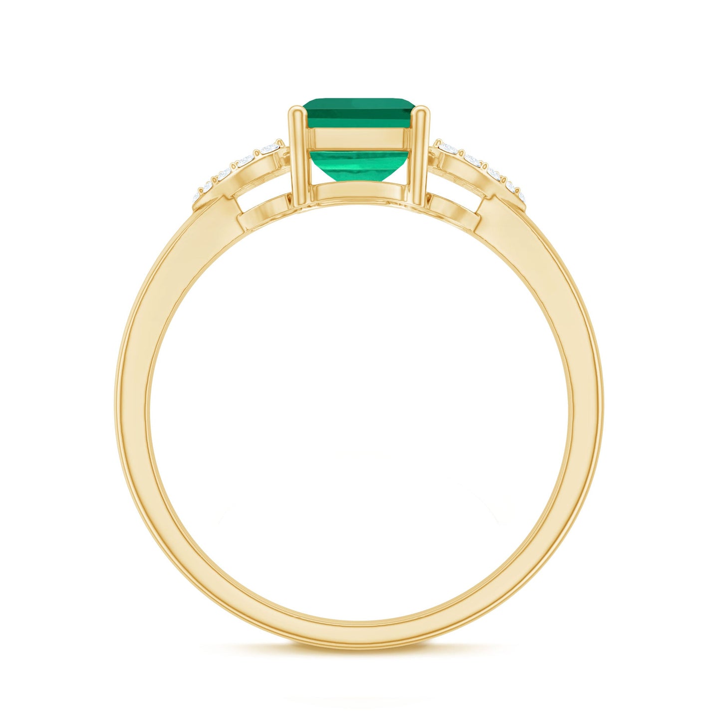 Lab Grown Emerald Designer Engagement Ring With Diamond