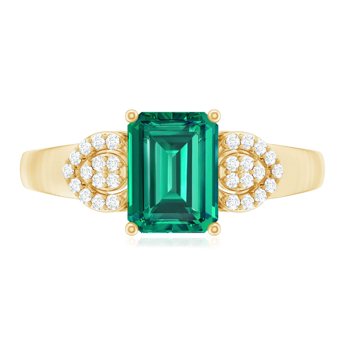 Lab Grown Emerald Designer Engagement Ring With Diamond