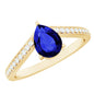 Certified 1.6 Carat Pear Shape Lab Grown Blue Sapphire Chevron Engagement Ring with Diamond