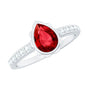 Bezel Set Lab Grown Ruby Teardrop Engagement Ring