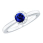Certified Lab Grown Blue Sapphire Diamond Promise Ring for Women