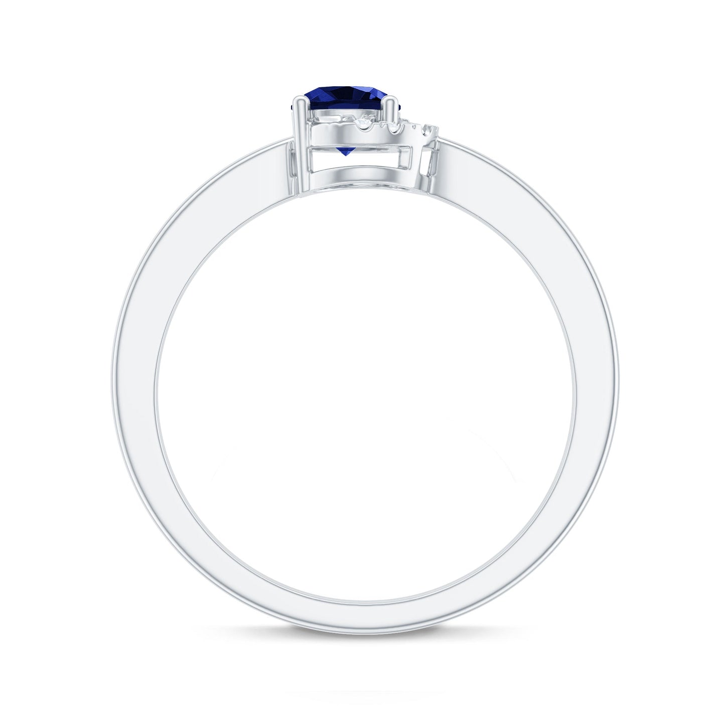 Certified Lab Grown Blue Sapphire Diamond Promise Ring for Women