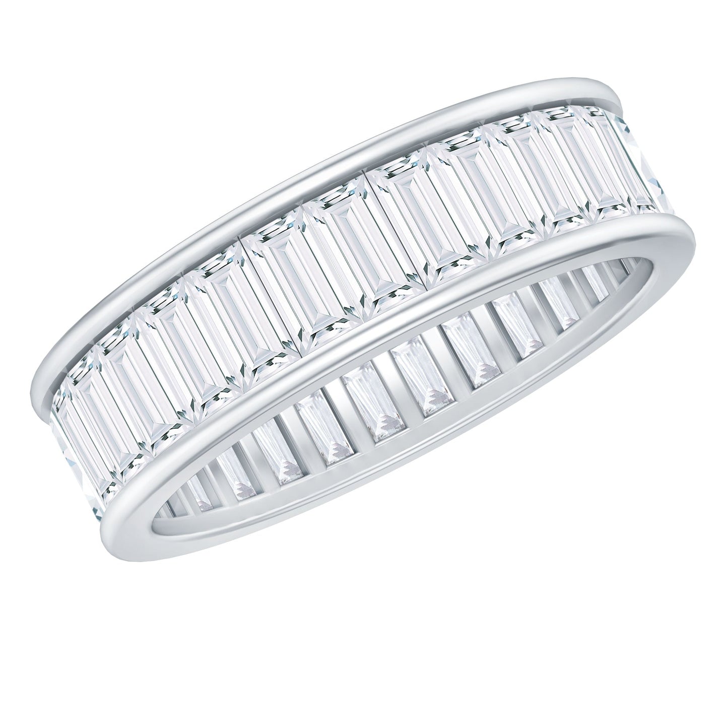 Baguette Cut Moissanite Wedding Band Channel Setting
