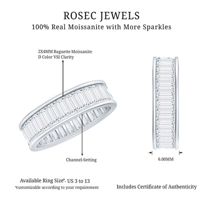 Baguette Cut Moissanite Wedding Band Channel Setting