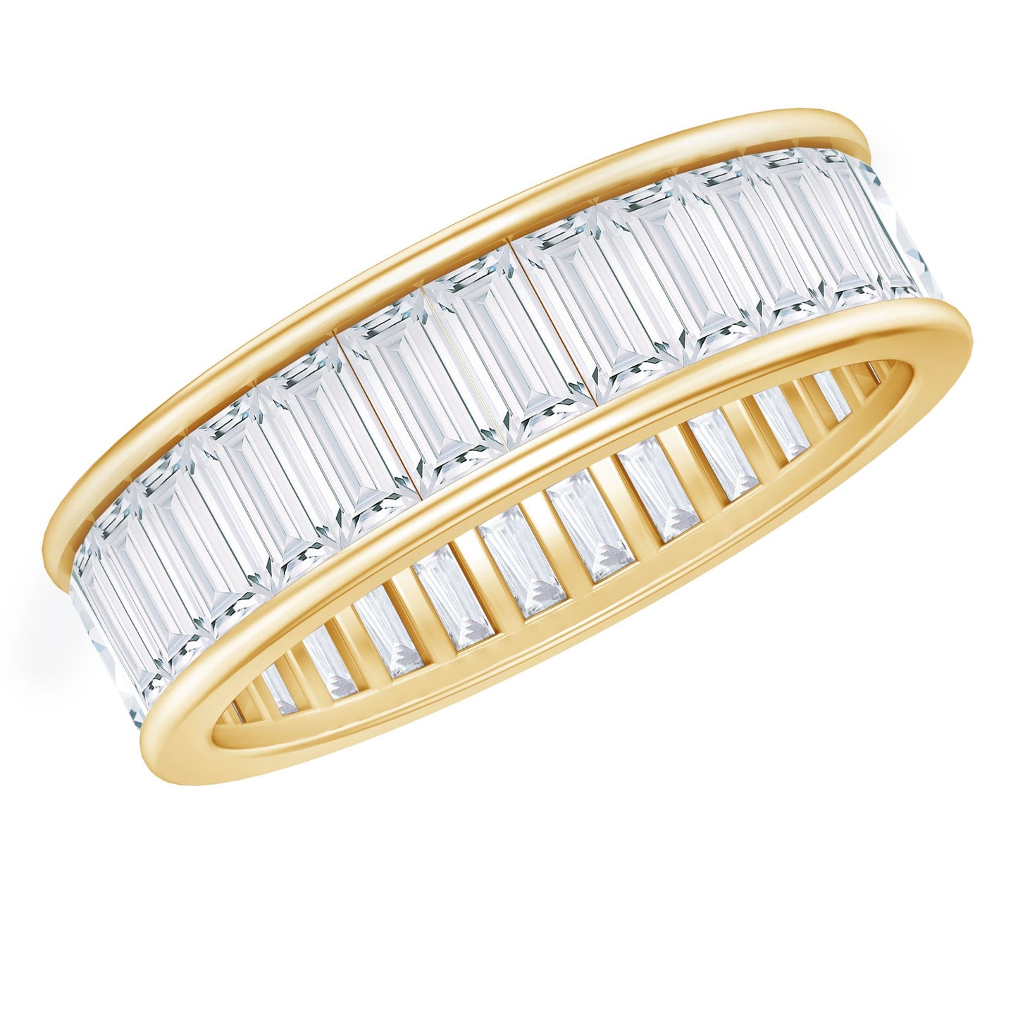 Baguette Cut Moissanite Wedding Band Channel Setting