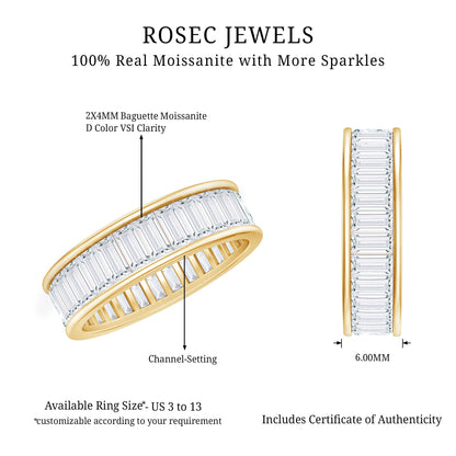 Baguette Cut Moissanite Wedding Band Channel Setting