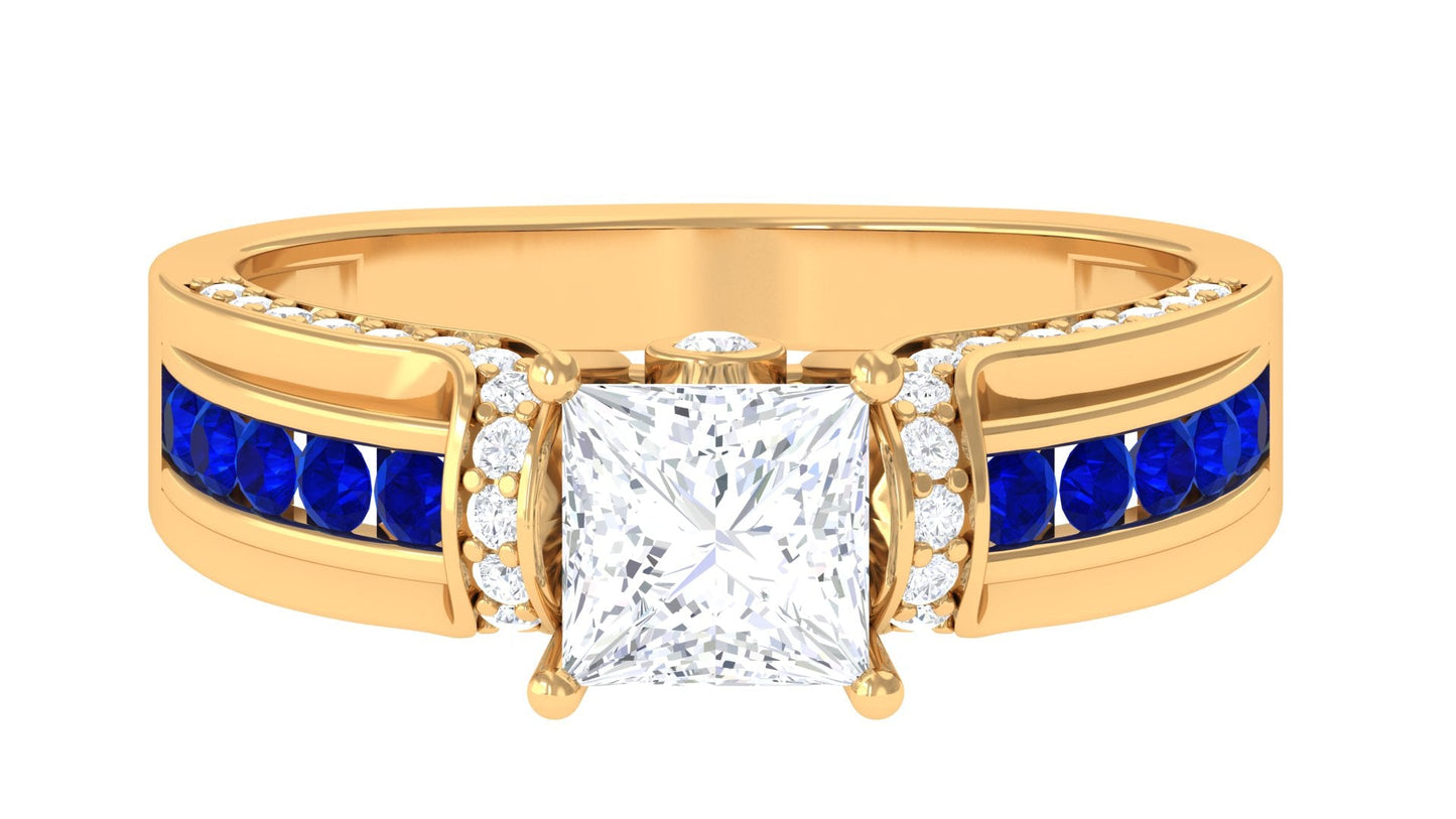 Princess Cut Moissanite Statement Engagement Ring