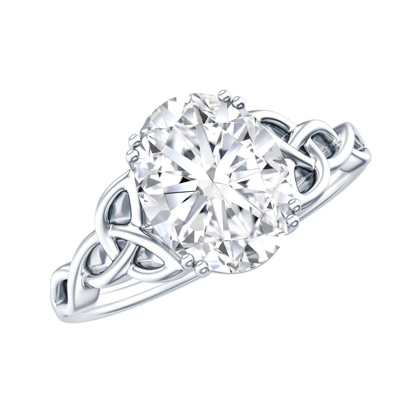 Certified 2 Carat Cubic Zirconia Oval Engagement Ring with Celtic Knot