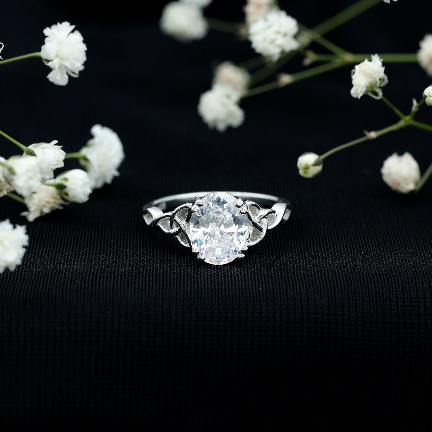 Certified 2 Carat Cubic Zirconia Oval Engagement Ring with Celtic Knot