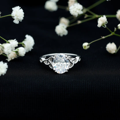 Certified 2 Carat Cubic Zirconia Oval Engagement Ring with Celtic Knot