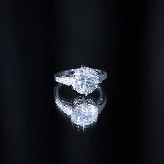 Certified 4.4 Carat Moissanite Round Engagement Ring in Silver