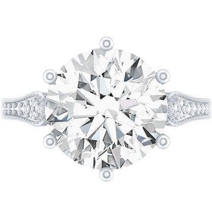 Certified 4.4 Carat Moissanite Round Engagement Ring in Silver