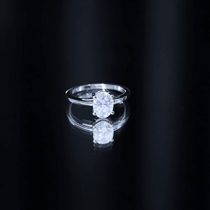Certified 1.2 Carat Moissanite Oval Engagement Ring in Silver