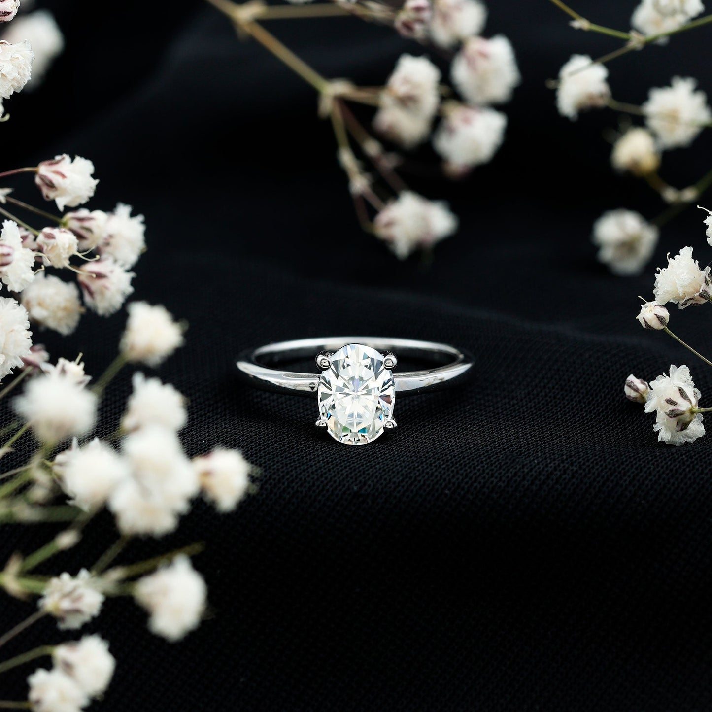Certified 1.2 Carat Solitaire Moissanite Oval Engagement Ring