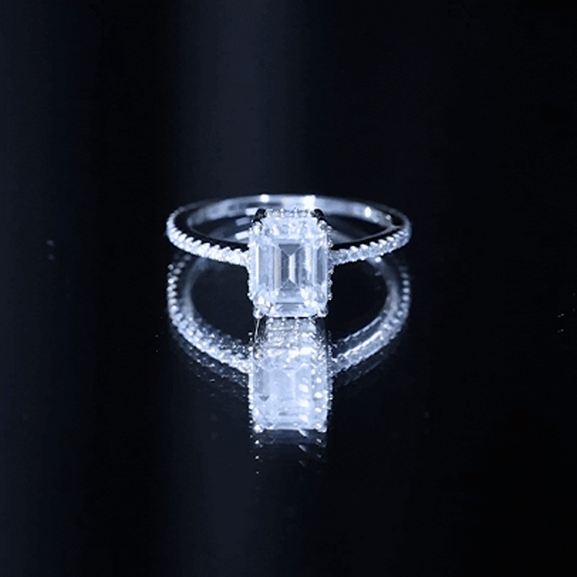 Certified 1.87 Carat Moissanite Emerald Cut Engagement Ring For Women