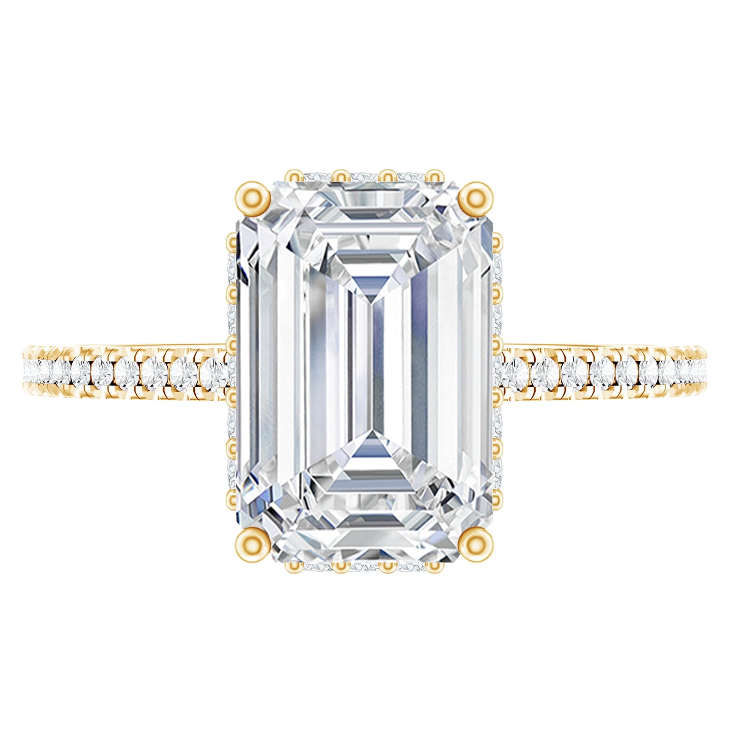 1.8 Carat Certified Moissanite Emerald Cut Engagement Ring