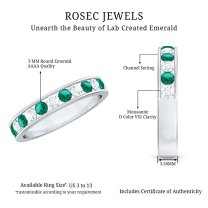 Certified Lab Grown Emerald Diamond Half Eternity Anniversary Band in Channel Setting