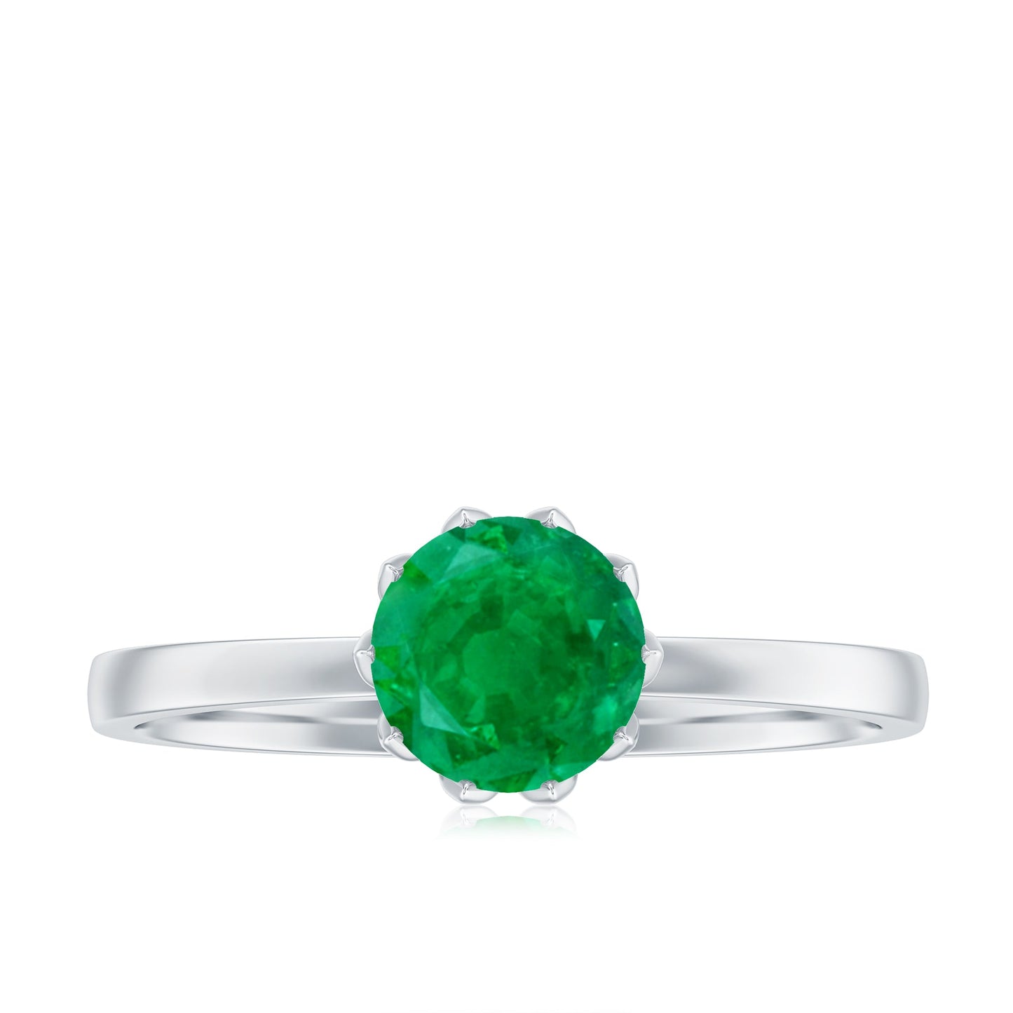 Natural Solitaire Emerald Promise Ring in Lotus Basket Setting