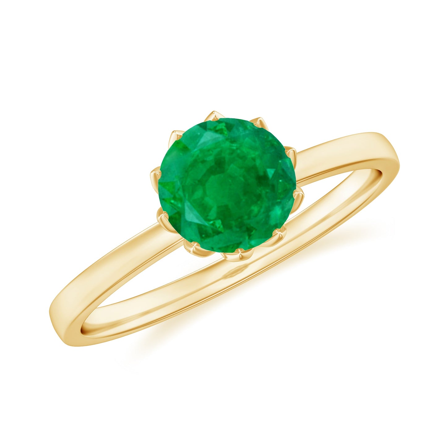 Natural Solitaire Emerald Promise Ring in Lotus Basket Setting
