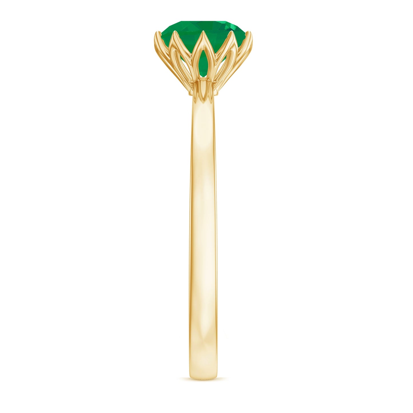 Natural Solitaire Emerald Promise Ring in Lotus Basket Setting