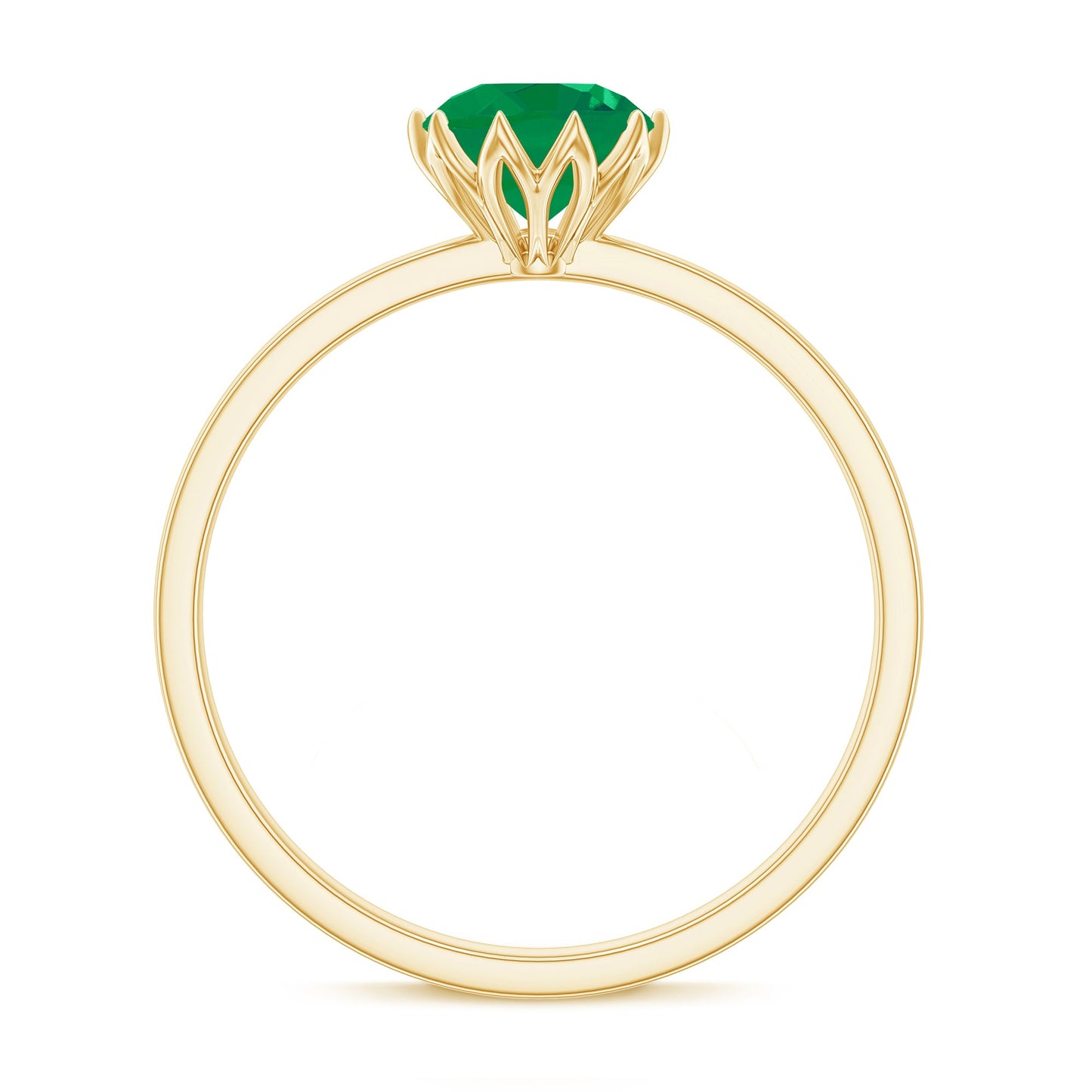 Natural Solitaire Emerald Promise Ring in Lotus Basket Setting