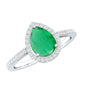 Certified Emerald Teardrop Engagement Ring with Diamond Halo