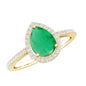 Certified Emerald Teardrop Engagement Ring with Diamond Halo