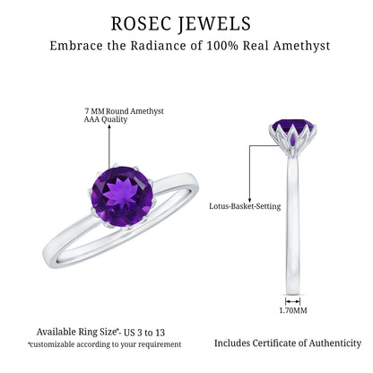 1.2 Carat Amethyst Solitaire Engagement Ring for Women