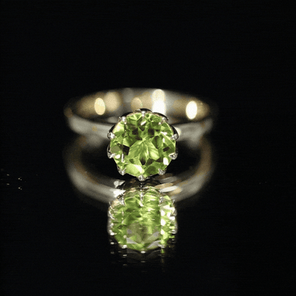 Genuine 2 Carat Peridot Engagement Ring in Lotus Basket Setting