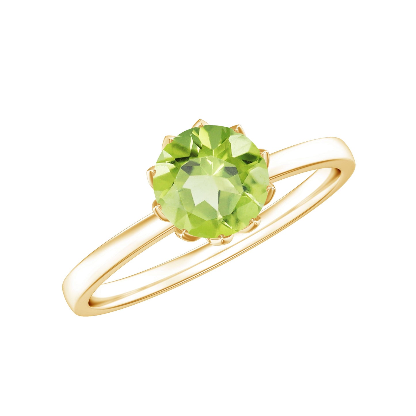 Genuine 2 Carat Peridot Engagement Ring in Lotus Basket Setting