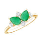 Natural Pear Shape Emerald Toi Et Moi Engagement Ring with Diamond