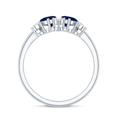 Genuine Blue Sapphire and Diamond Cluster Engagement Ring with Certificate