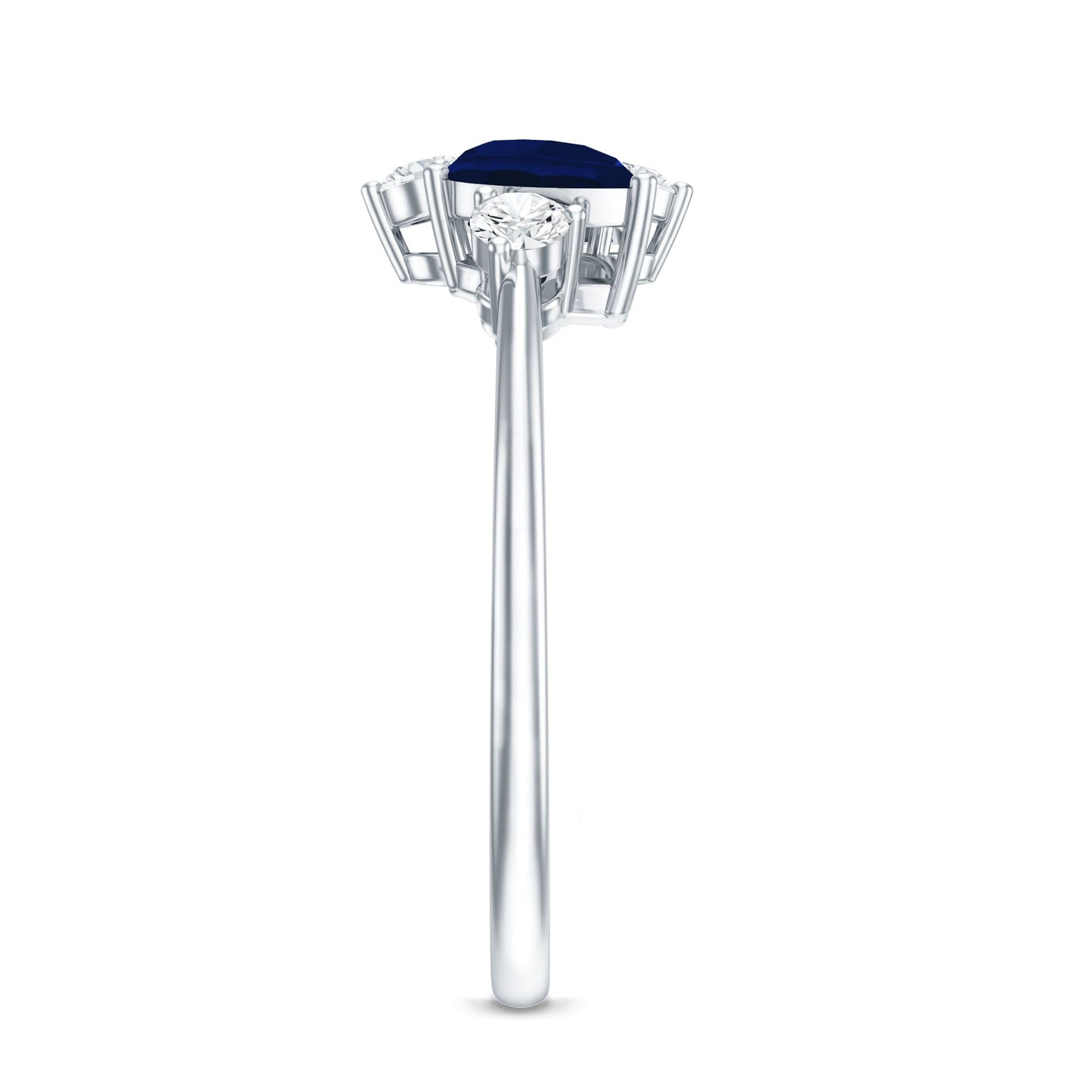 Genuine Blue Sapphire and Diamond Cluster Engagement Ring with Certificate