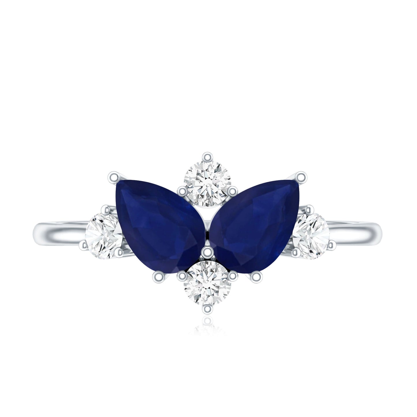 Genuine Blue Sapphire and Diamond Cluster Engagement Ring with Certificate