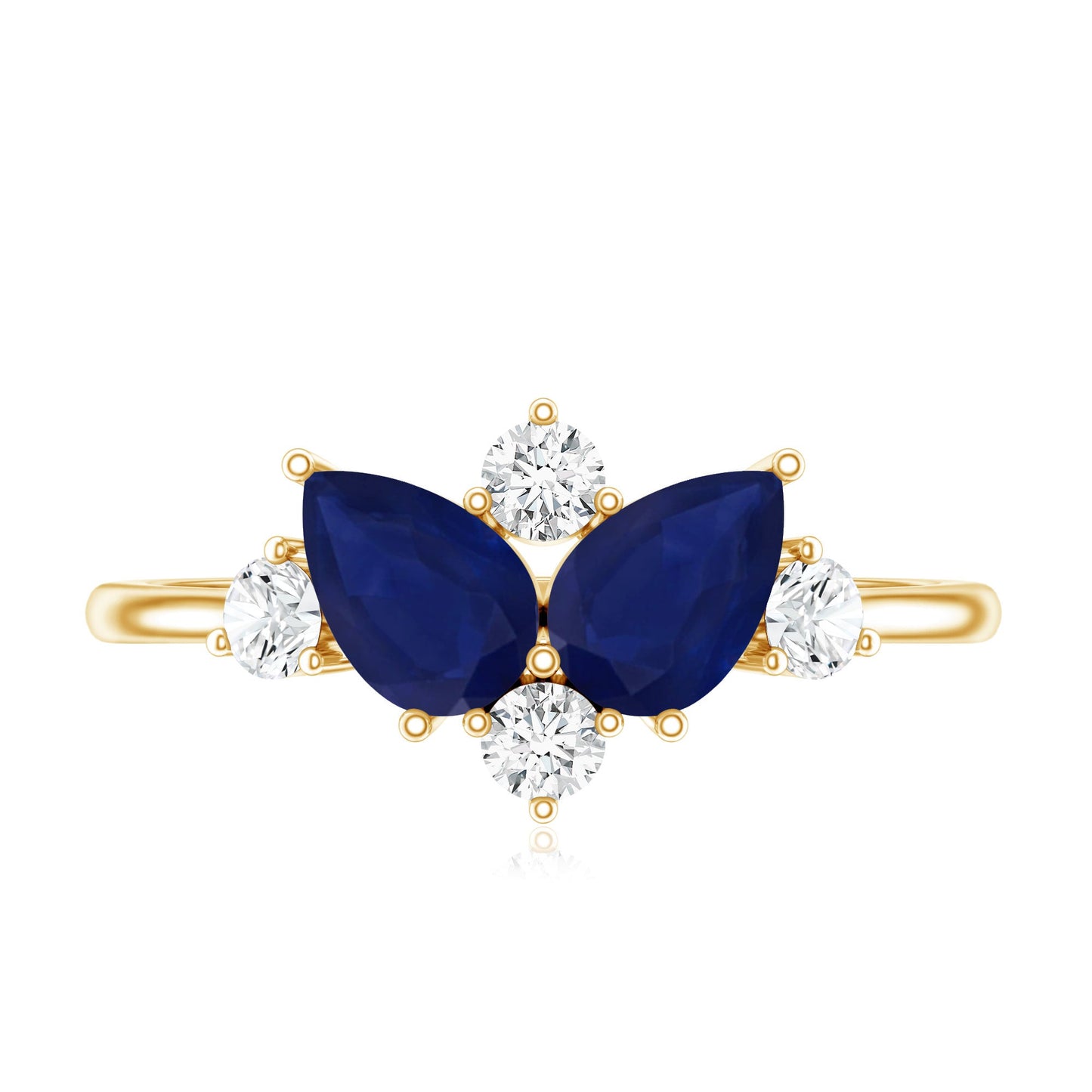 Genuine Blue Sapphire and Diamond Cluster Engagement Ring with Certificate