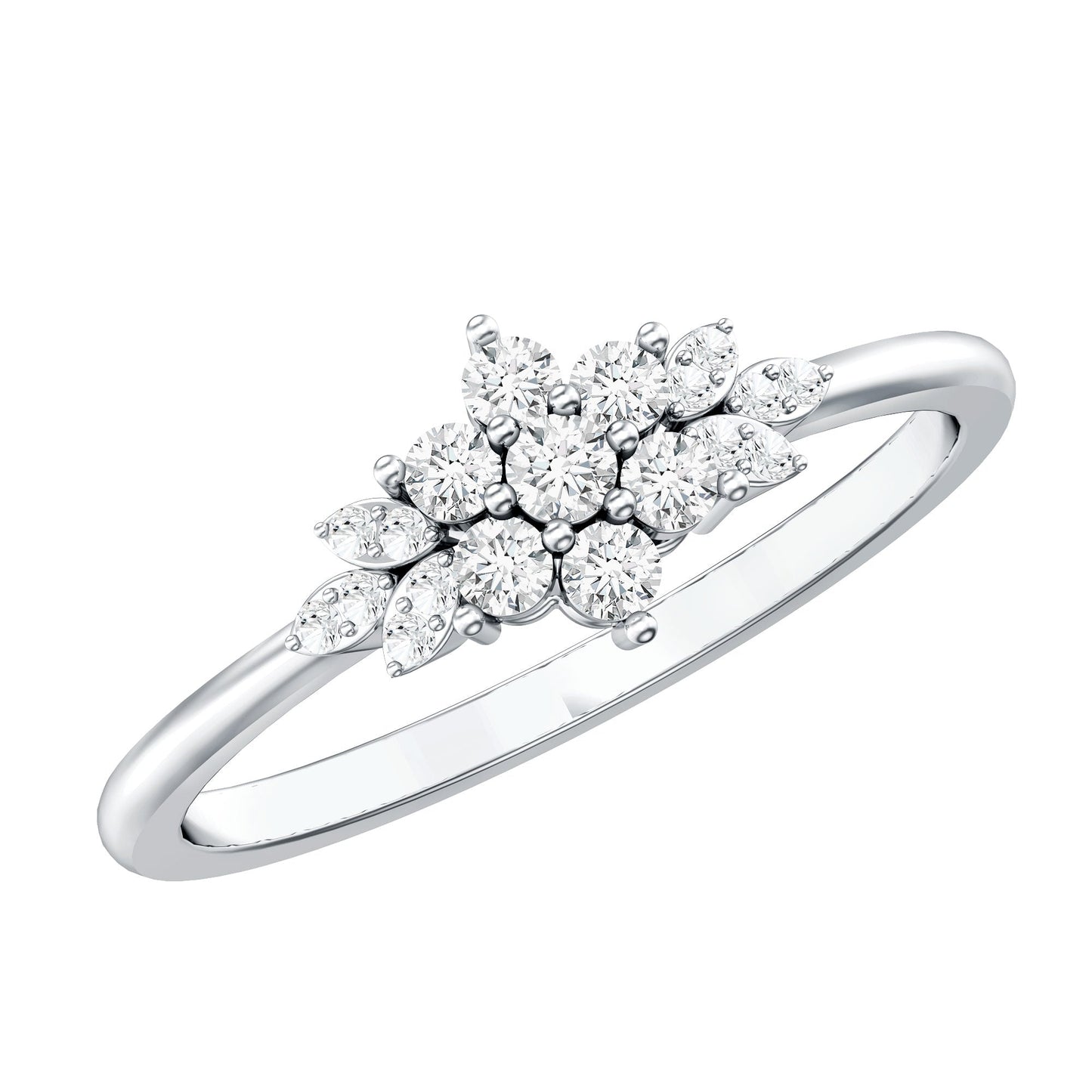 Certified Diamond Flower Promise Ring