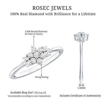 Certified Diamond Flower Promise Ring