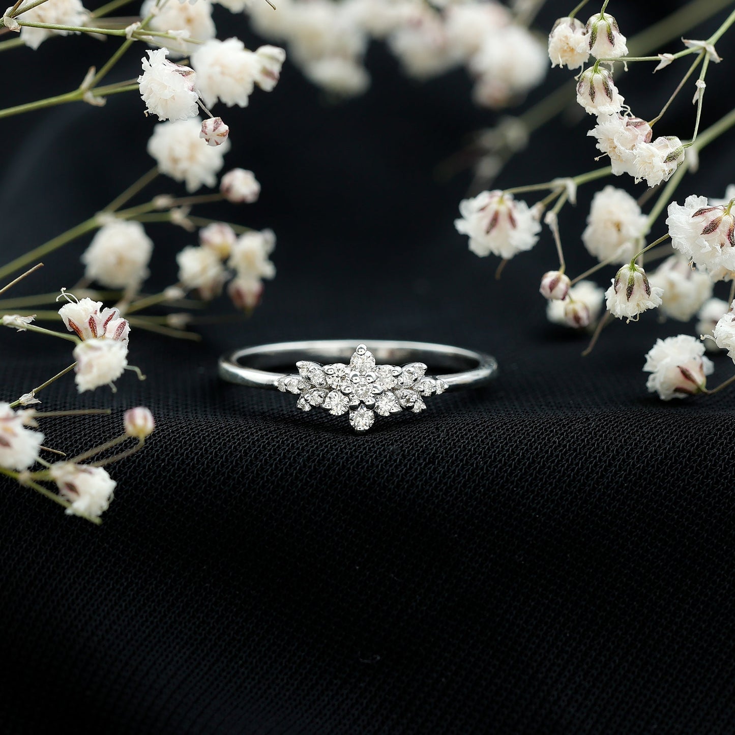 Certified Diamond Flower Promise Ring