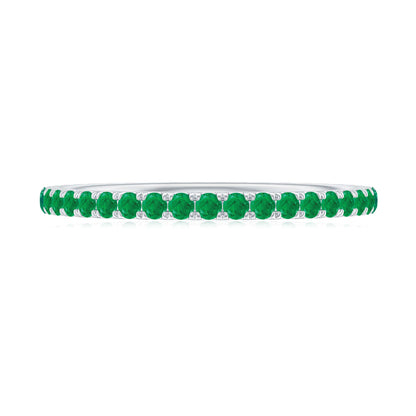 Natural Emerald Eternity Stackable Ring for Women