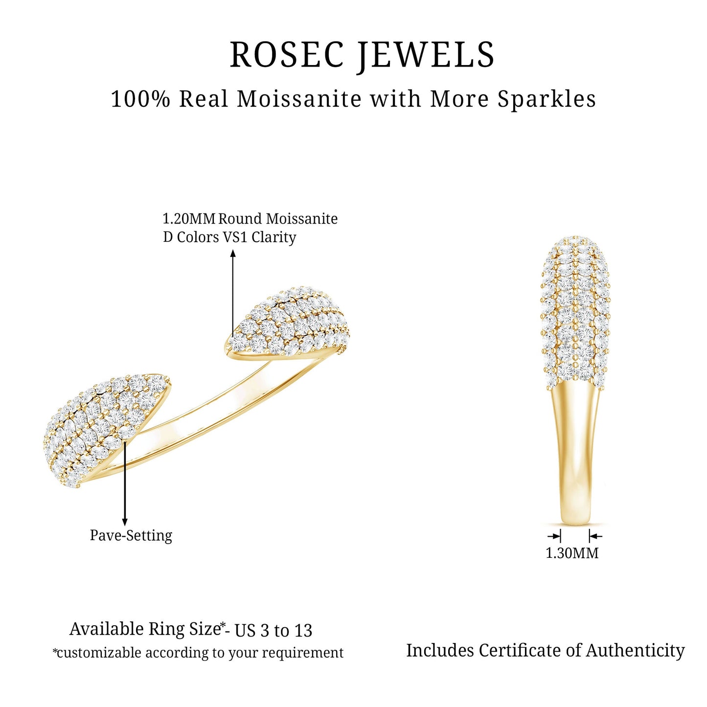 Certified Pave Set Moissanite Ring Enhancer