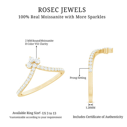 Certified Moissanite Chevron Wedding Ring Enhancer for Women